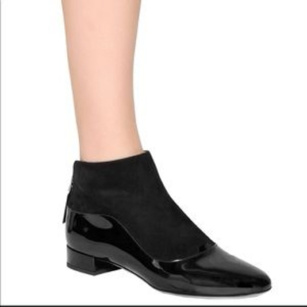 Giorgio Armani Patent Leather & Suede Ankle Booties